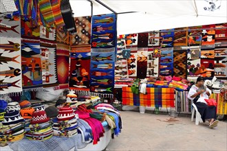 Colourful textiles at the handicraft market