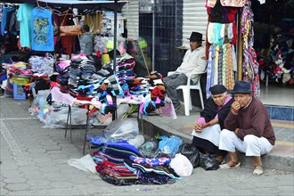 Sale of textiles at the market