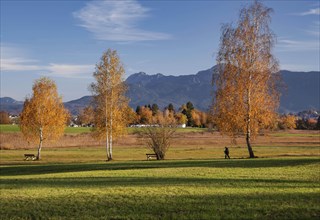 Autumn landscape with Herzogstand and Heimgarten