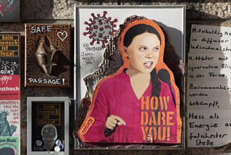 Art collage with portrait of Greta Thunberg