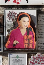 Art collage with portrait of Greta Thunberg
