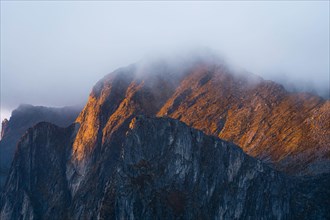 Striking mountains with sunset light