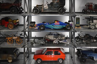 High-bay warehouse with historic vehicles