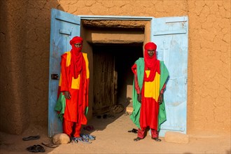 Colourful dressed bodyguards of the sultan of Agadez