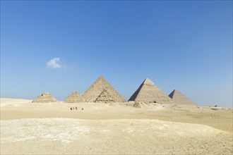 The three main pyramids with the three queen's pyramids in the foreground