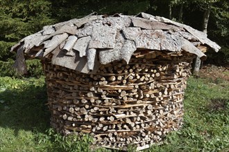 Round stack of firewood