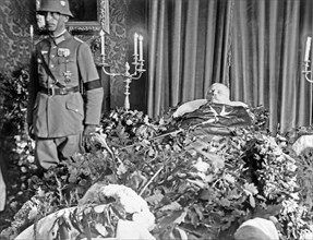 Paul von Hindenburg laid out on his coffin