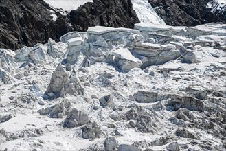 Furrowed glacier ice