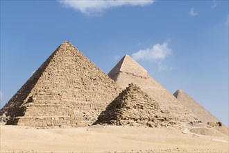 The three main pyramids with two of the three queen's pyramids in the foreground