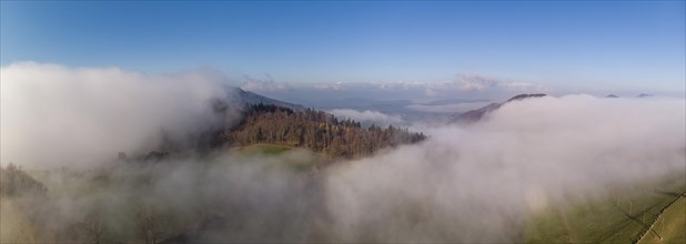 Aerial view Wisner Flue in the fog
