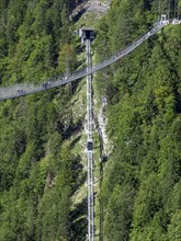 Pedestrian suspension bridge highline179 and inclined elevator Ehrenberg Liner