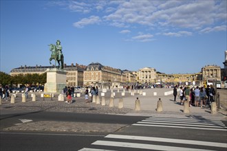 Forecourt of Versailles Palace Place d'Armes with equestrian statue of Louis XIV