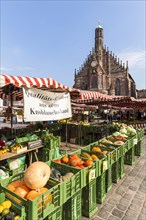 Weekly market on the main market in front of the Church of Our Lady