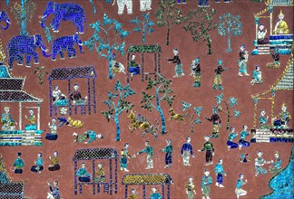 Glass mosaic with scenes from the parable of Siaosawat