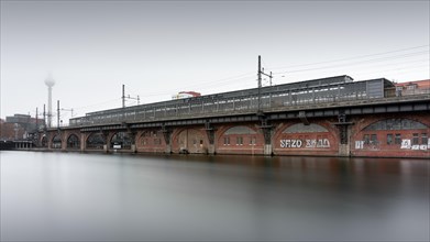The Jannowitzbruecke S-Bahn station on the Spree in Berlin Mitte
