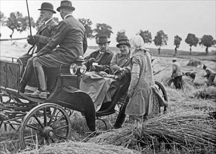 Paul von Hindenburg sitting in a carriage inspecting his lands