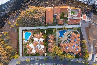 Apartment houses and holiday homes on the coast from above