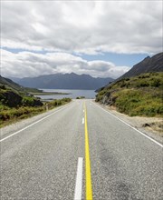 Road with views of mountains and Lake Hawea