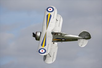 Gloster Gladiator aircraft in flight in Royal air force markings
