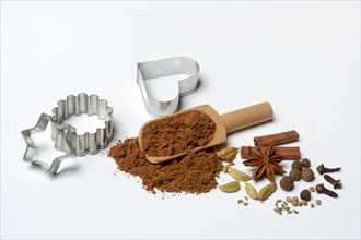 Gingerbread spice in scoop and ingredients