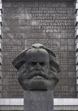 Karl-Marx-Monument in front of the State Office for Taxes and Finances at Brueckenstrasse in Chemnitz