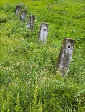 Concrete pillar in the meadow