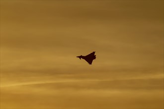 Eurofighter Typhoon aircraft in flight of the Royal air force