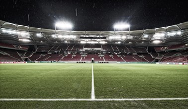 Empty stadium in heavy rain