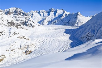 Wannenhoerner and Aletsch glacier in winter