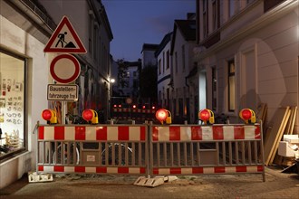 Barrier of a construction site at dusk