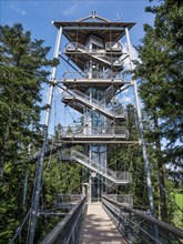Viewing platform with tree top walk and tower in nature adventure park Skywalk Allgaeu
