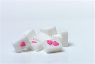 Sugar cubes with sugar heart