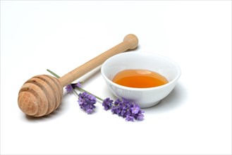 Lavender honey and lavender flowers