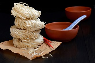 Chinese noodles and bowls