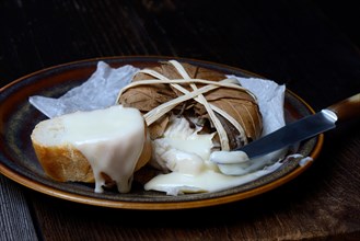 Banon goat cheese wrapped in chestnut leaves