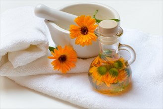 Calendula oil in bottle