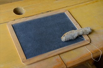 Desk with slate board and rabbit's foot