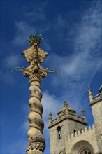 Column in front of the cathedral of Porto
