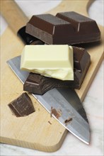 Block chocolate in pieces