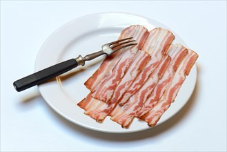 Bacon on plate with fork