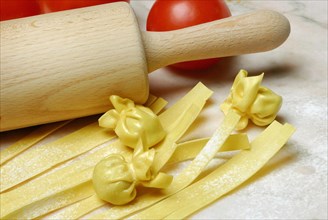 Tagliatelle and filled dough beads