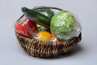 Vegetables in plastic packaging