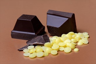 Cocoa butter chips and chocolate blocks
