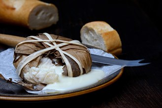 Banon goat cheese wrapped in chestnut leaves