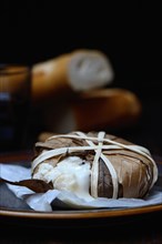 Banon goat cheese wrapped in chestnut leaves