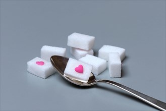 Sugar cubes with sugar heart