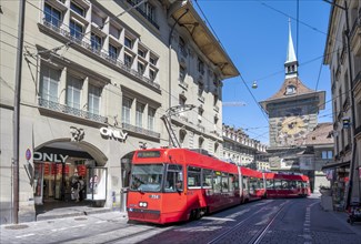 Tram driving in Bern old town