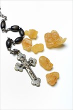 Crucifix and incense resin