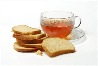 Cup rooibos tea and rusk
