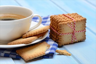 Butter biscuits and cup of coffee